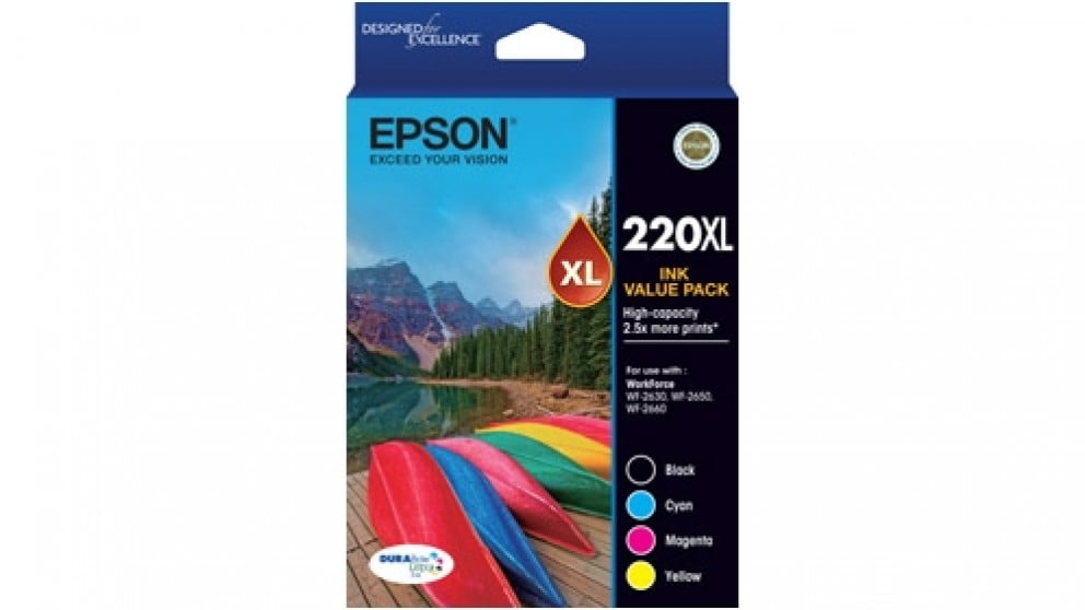 Epson 220XL Genuine Value Pack Original High-Capacity 4-Ink Cartridges