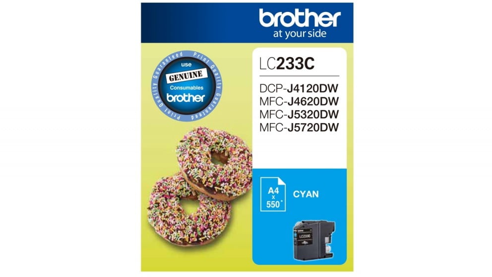 BROTHER LC233 CYAN GENUINE INK CARTRIDGE.