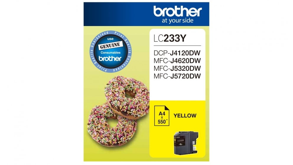 BROTHER LC233 YELLOW GENUINE INK CARTRIDGE.