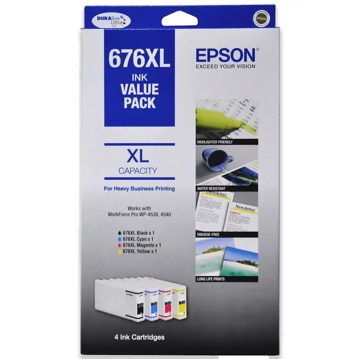 EPSON 676XL GENUINE HIGH CAPACITY ORIGINAL 4-INK VALUE PACK. DAMAGE BOX SALE.