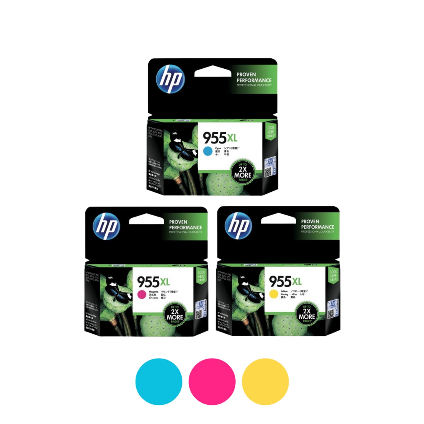 HP 955XL Genuine High Capacity 3-Ink Colour Value Pack.