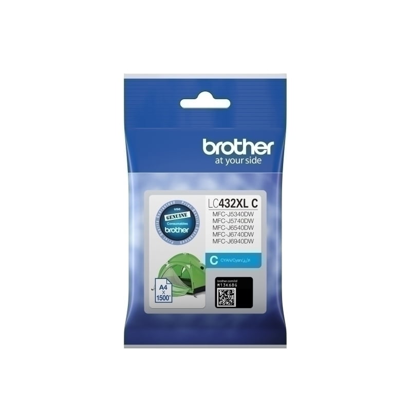 BROTHER LC-432XL CYAN GENUINE HIGH CAPACITY INK CARTRIDGE.