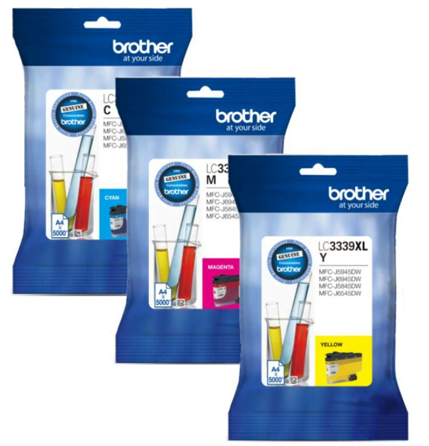 BROTHER LC-3339XL GENUINE 3-INK HIGH CAPACITY COLOUR VALUE PACK.