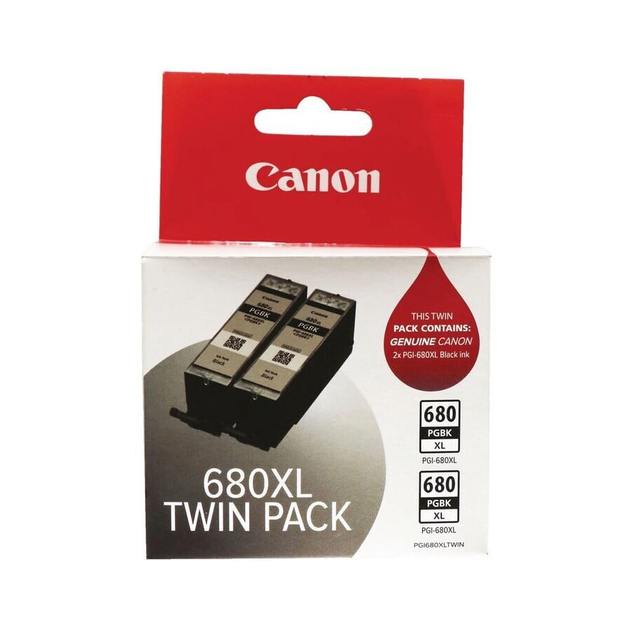 CANON PGI-680XL TWIN GENUINE BLACK INK CARTRIDGES.