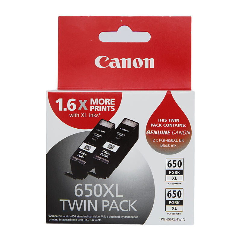 CANON PG-650XL BLACK GENUINE TWIN PACK. DAMAGE BOX SALE.