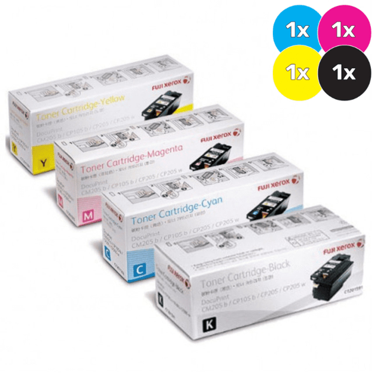 FUJI XEROX CT201591 - CT201594 GENUINE 4-PACK TONER VALUE PACK.