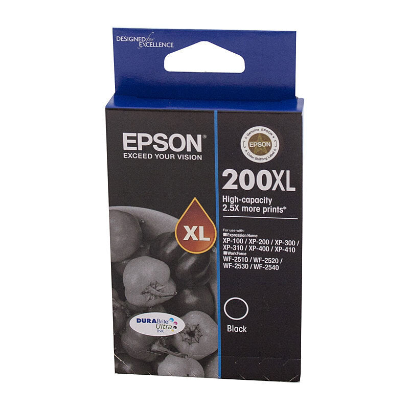 EPSON 200XL GENUINE BLACK INK CARTRIDGE.