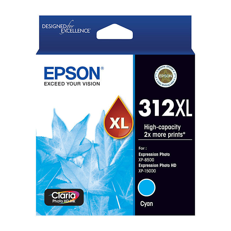 Epson 312XL Cyan Genuine High Capacity Ink Cartridge.