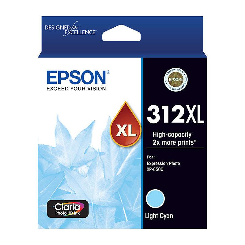 Epson 312XL Light Cyan Genuine High Capacity Ink Cartridge.