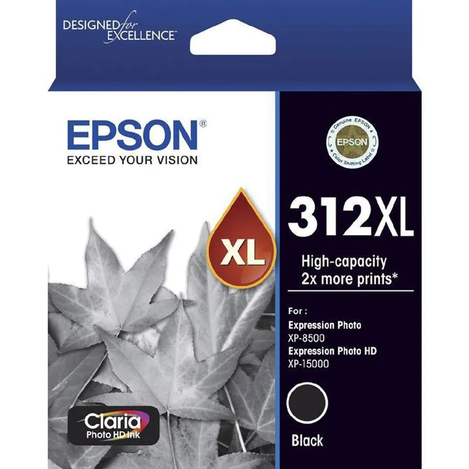 Epson 312XL Black Genuine High Capacity Ink.