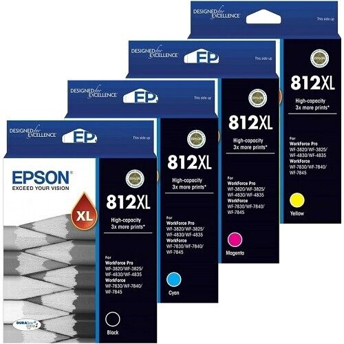 Epson 812XL Genuine High-Capacity Original 4-Ink Value Pack