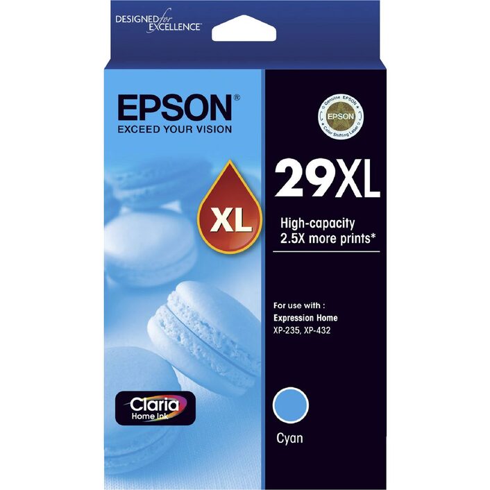 Epson 29XL Cyan High Capacity Ink Cartridge.