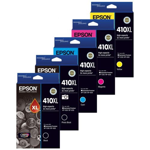 EPSON 410 XL GENUINE 5-INK ORIGINAL HIGH CAPACITY VALUE PACK.