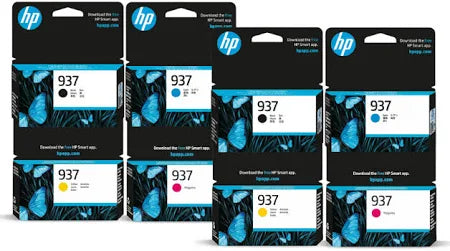 TWO HP 937 Genuine 4-Ink Value Pack (8 Cartridges).