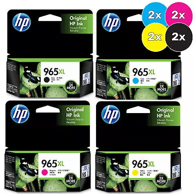 TWO HP 965XL Genuine 4-Ink High Capacity Value Pack. (8 Cartridge).