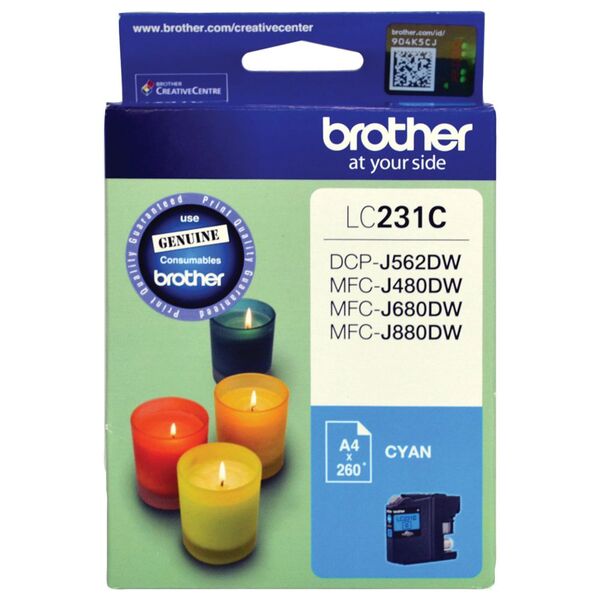 BROTHER LC-231 CYAN GENUINE INK CARTRIDGE.