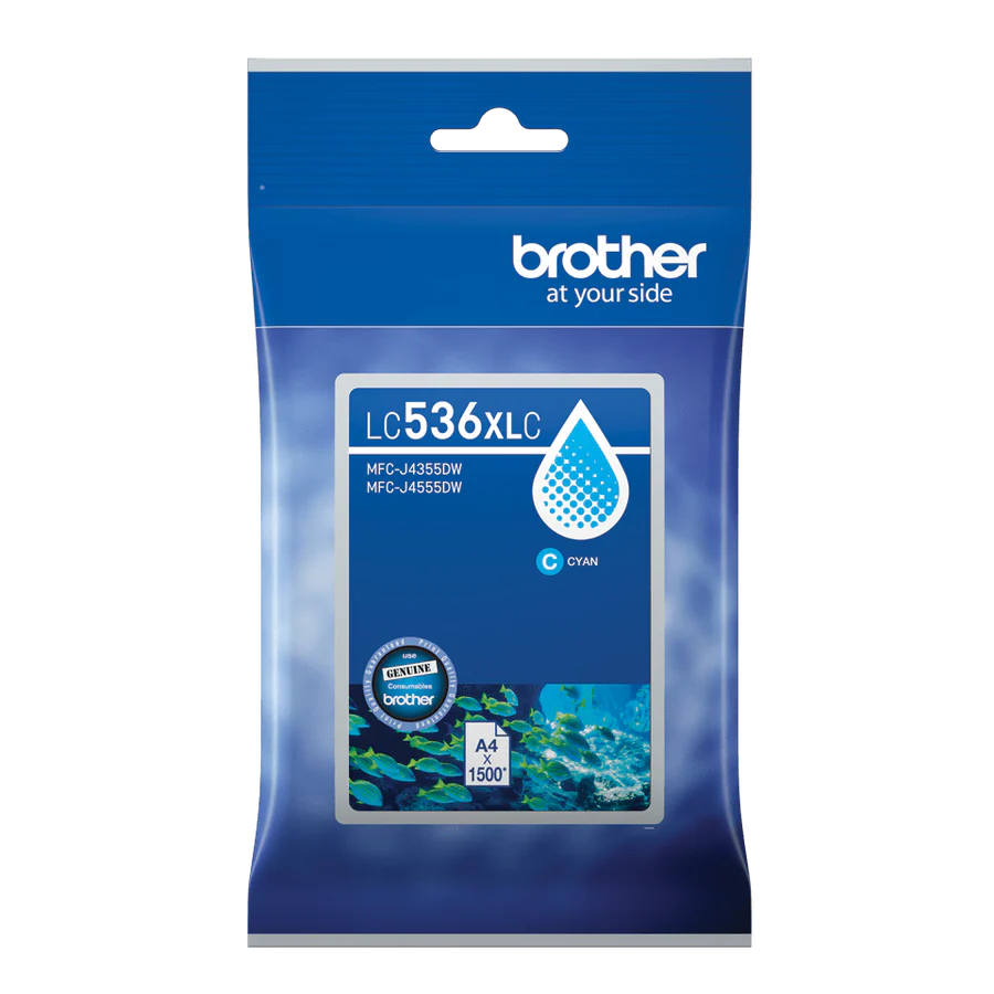 Brother LC-536XL Cyan Genuine High Capacity Ink Cartridge. FREE DELIVERY.