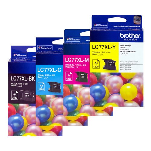 BROTHER LC-77 XL GENUINE HIGH CAPACITY 4-INK VALUE PACK.