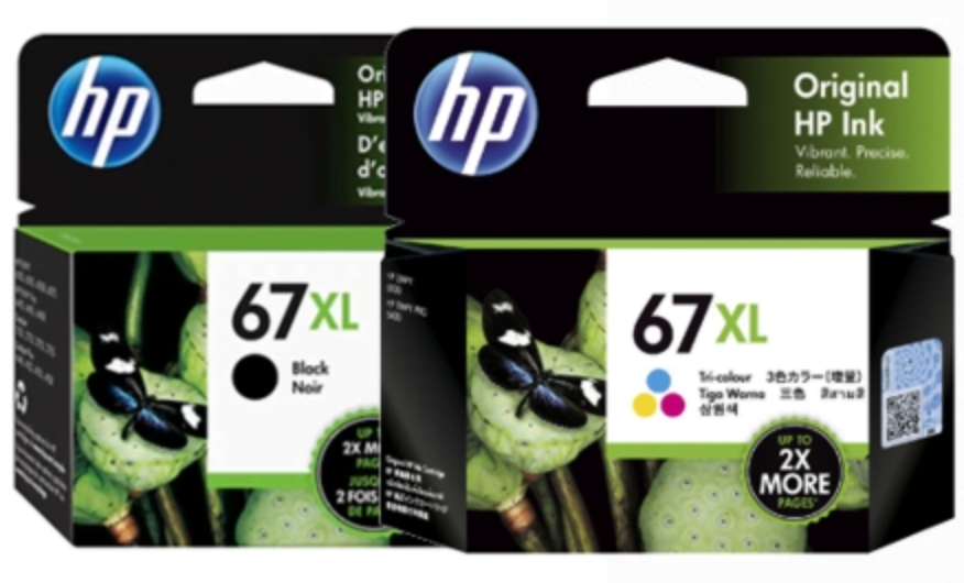 HP 67XL GENUINE HIGH CAPACITY BLACK AND COLOUR ORIGINAL COMBO PACK.