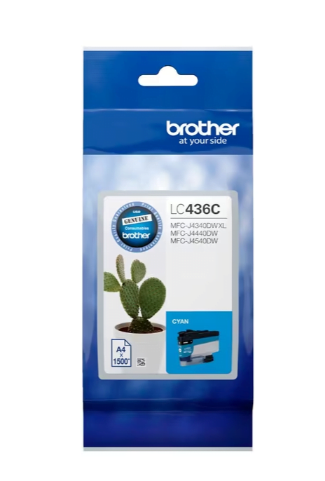 BROTHER LC-436 GENUINE CYAN ORIGINAL INK CARTRIDGE.