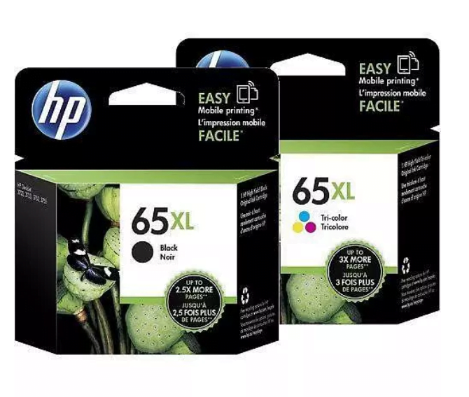 HP 65XL GENUINE BLACK AND COLOUR ORIGINAL HIGH CAPACITY COMBO PACK.