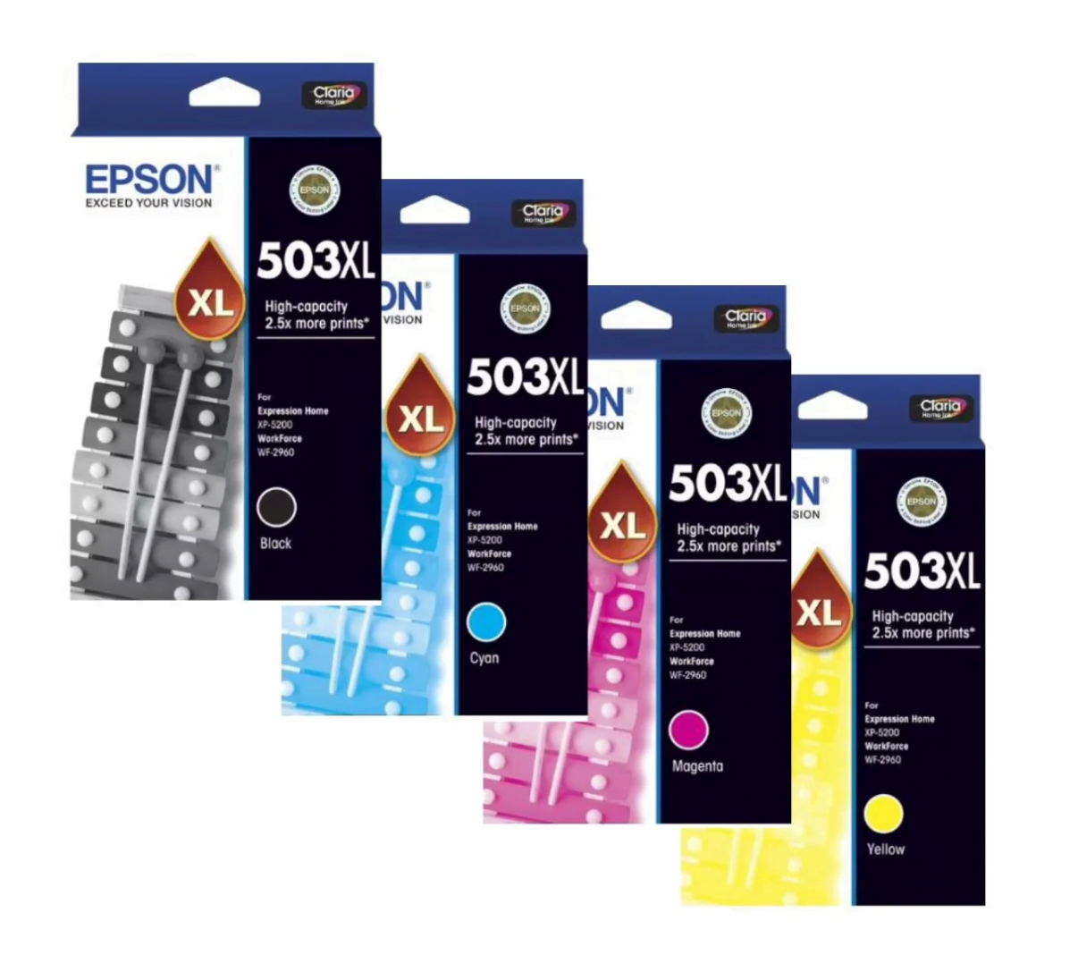 Epson 503XL Black & Colour Genuine High-Capacity 4-Ink Cartridge Value Pack.