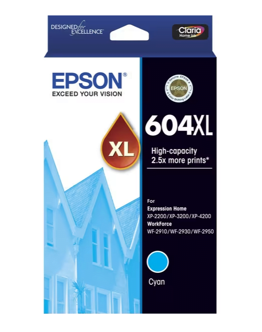 Genuine Epson 604XL High Capacity Cyan Ink Cartridge