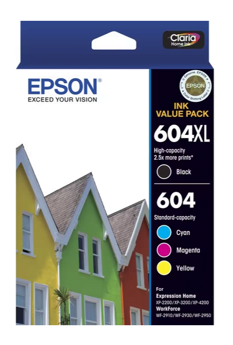 Epson 604XL Black & Standard Colour Genuine 4-Ink Value Pack.
