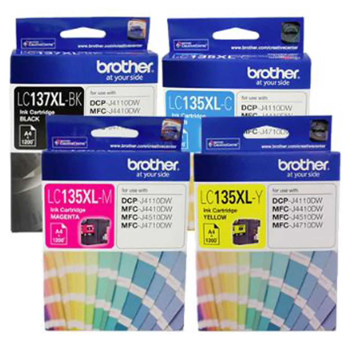Brother LC-137XL Black & LC-135XL Colour Genuine 4-Ink Value Pack.