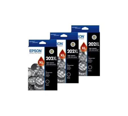 Epson 202XL Three Black Genuine High Capacity Original Inks.