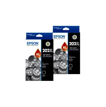 Epson 202XL Black Twin Genuine High Capacity Inks.
