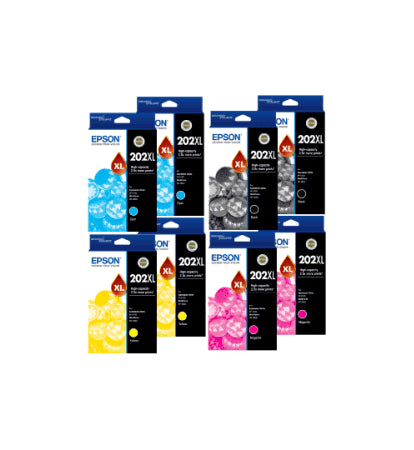 TWO Epson 202XL Genuine 4-Ink High Capacity (8-cartridges) Value Packs.