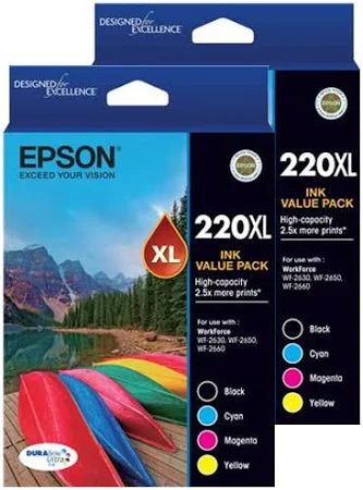 TWO Epson 220XL Genuine High-Capacity Original Value Packs.