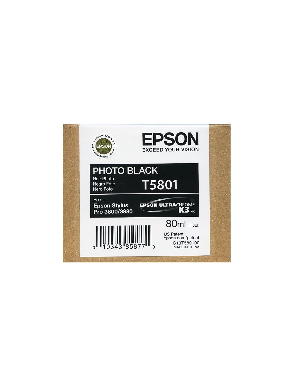 Epson T5801 Photo Black Genuine Ink Cartridge. NO BOX SALE.