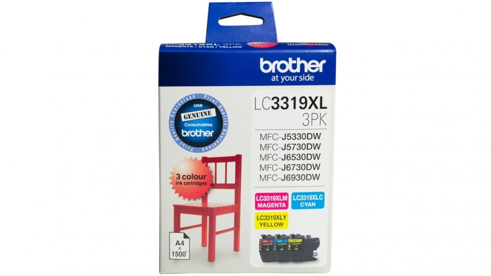 BROTHER LC3319XL GENUINE 3-COLOUR PACK ORIGINAL HIGH CAPACITY INKS. FREE DELIVERY.