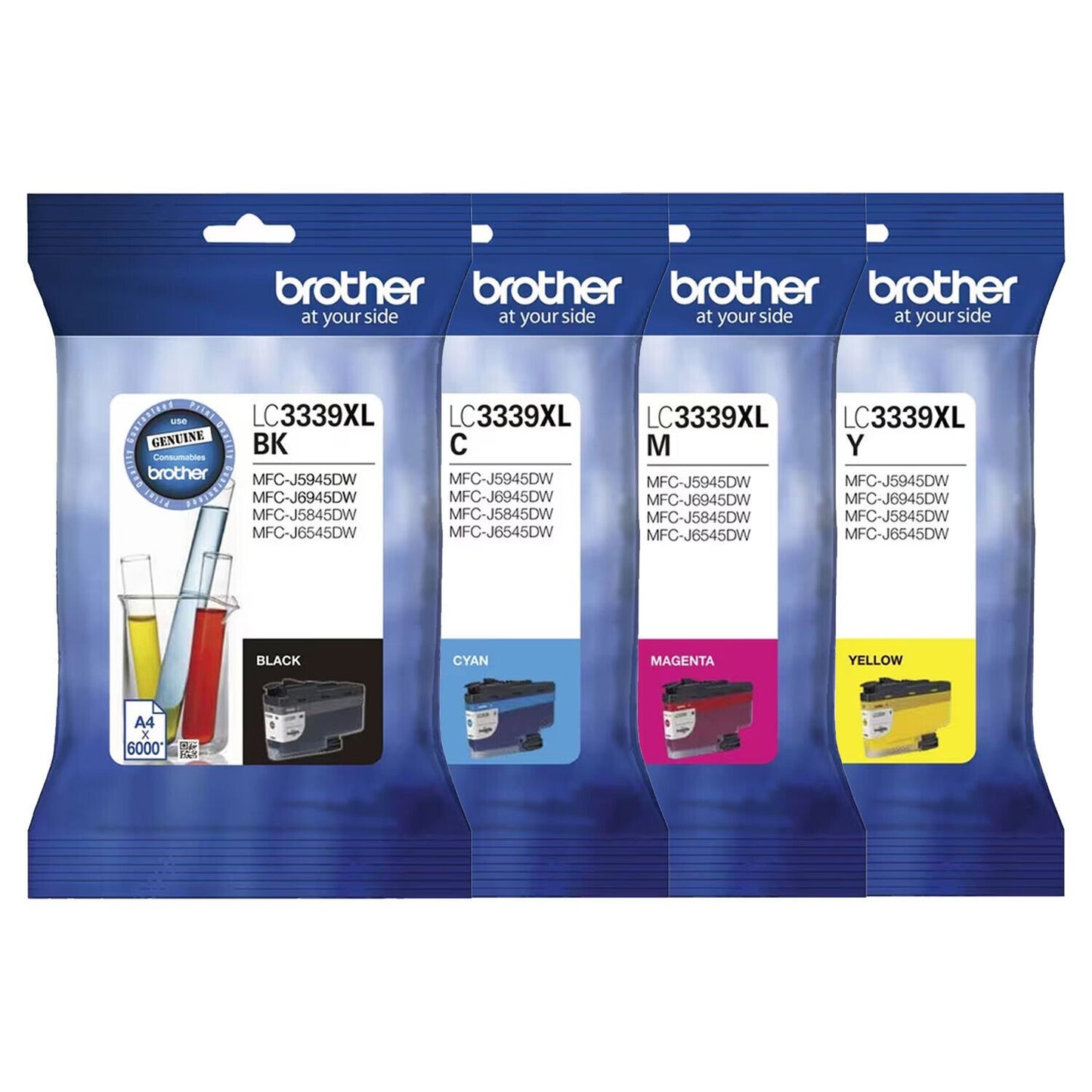 BROTHER LC-3339XL GENUINE VALUE PACK WITH ORIGINAL 4-INK HIGH CAPACITY CARTRIDGES.