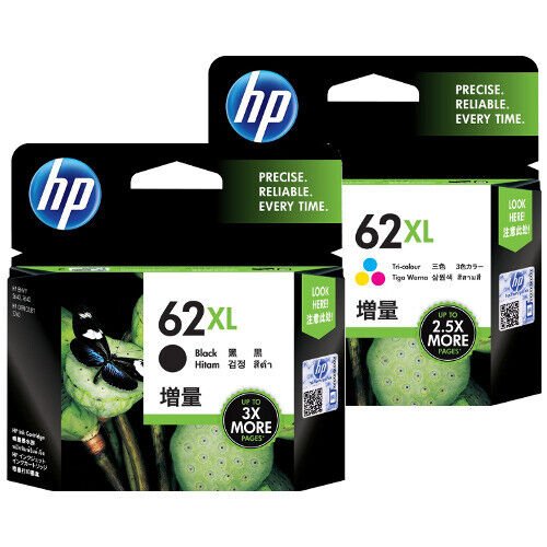 HP 62XL BLACK & COLOUR HIGH CAPACITY GENUINE 2-INK COMBO PACK.