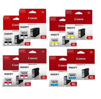 TWO CANON PGI-1600XL GENUINE HIGH CAPACITY 4-INK VALUE PACK (8-INKS).
