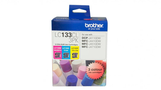 BROTHER LC133 GENUINE COLOUR INK ORIGINAL TRIPLE PACK.