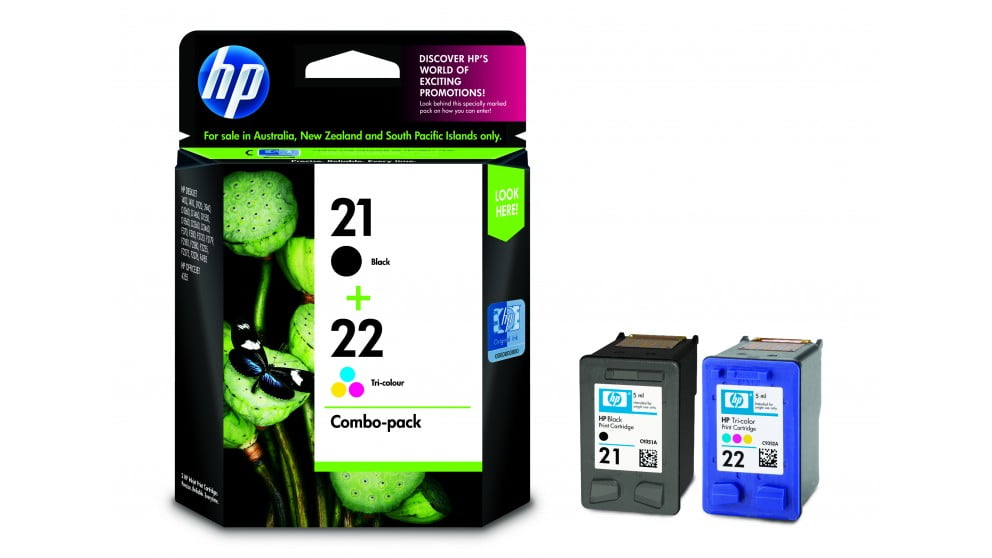 HP 21/22 BLACK & COLOUR GENUINE COMBO VALUE PACK. DAMAGE BOX SALE.
