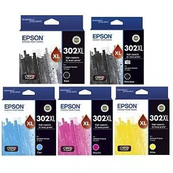 Epson 302XL Genuine 5-Ink High Capacity Value Pack with 2 more prints.