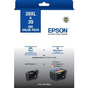 Epson 39/39XL Black & Colour Genuine 4-Ink Value Pack. FREE DELIVERY.
