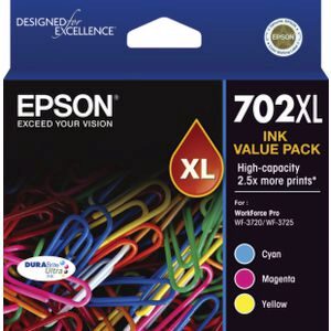 Epson 702XL Genuine 3-Ink Original High Capacity Colour Value Pack.