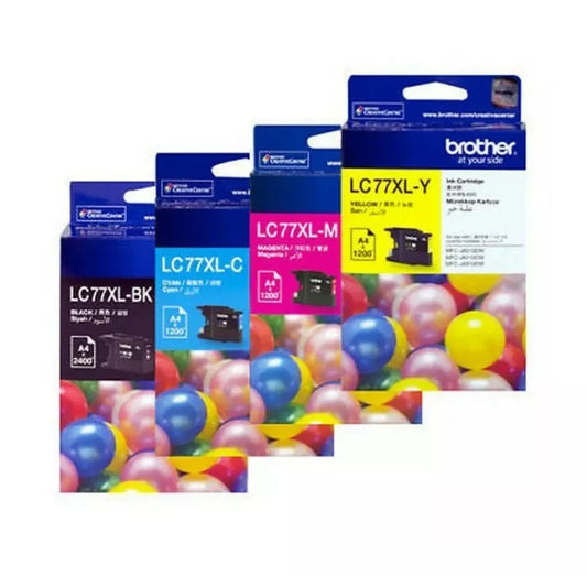 BROTHER LC-77XL GENUINE HIGH CAPACITY 4-INK VALUE PACK.