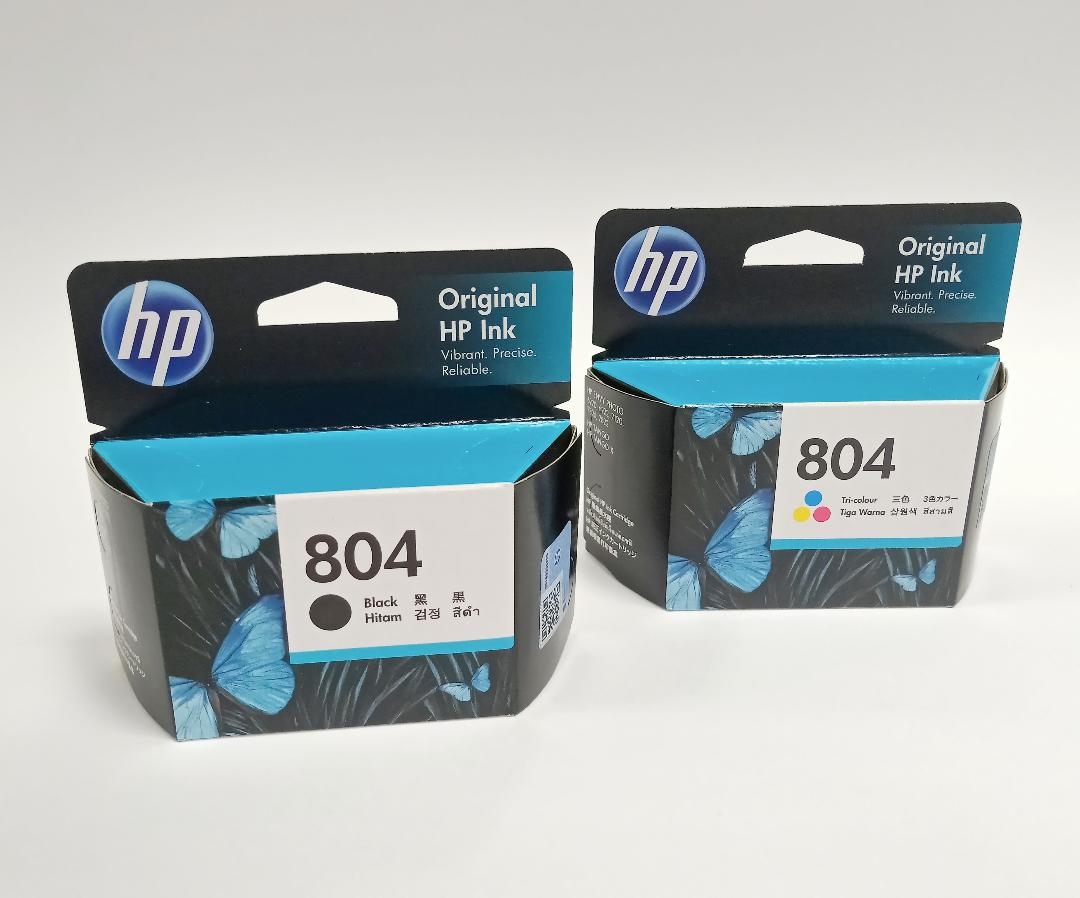 HP 804 GENUINE BLACK AND COLOUR ORIGINAL COMBO INK CARTRIDGES.