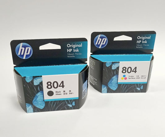 HP 804 GENUINE BLACK AND COLOUR ORIGINAL COMBO INK CARTRIDGES.
