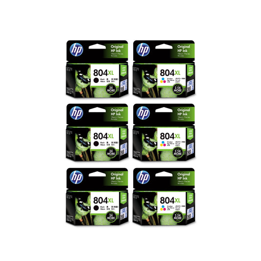 HP 804XL BLACK & COLOUR 6-INK (3 BLACKS & 3 COLOURS) VALUE PACK. FREE DELIVERY.