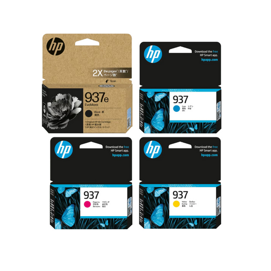 HP 937e (XL) Black High Capacity and 3 Standard Colours Genuine 4-Ink Value Pack.