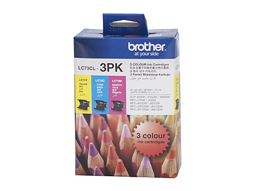 BROTHER LC73 GENUINE 3-INK COLOUR VALUE PACK.