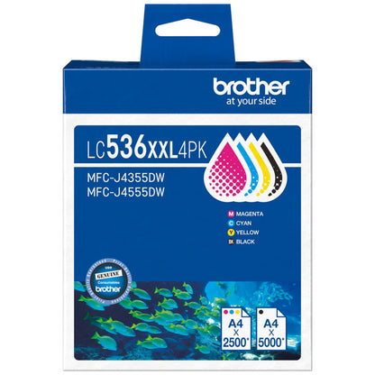 BROTHER LC-536XXL GENUINE 4-INK EXTRA HIGH CAPACITY VALUE PACK.